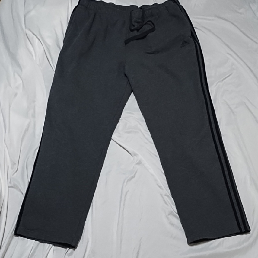 Adidas Charcoal Gray Joggers with Black Stripes. Men's 3X